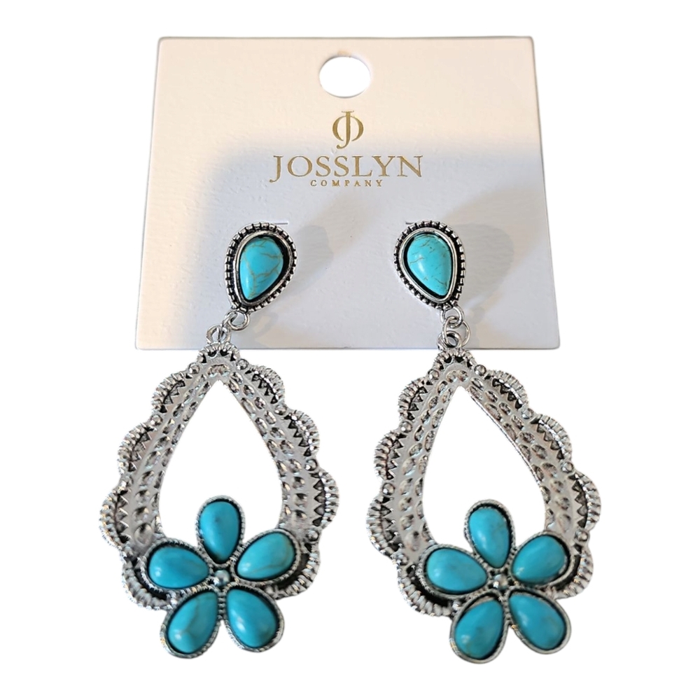 WESTERN TURQ FLOWER DROP EARRINGS